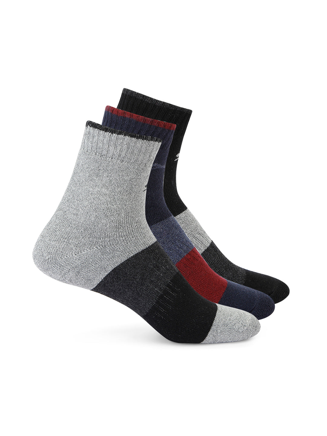 1/4 Inch Socks Pack of 3 for Men in Black-Grey-Blue - Perfect for Fitness and Workout[FABX]