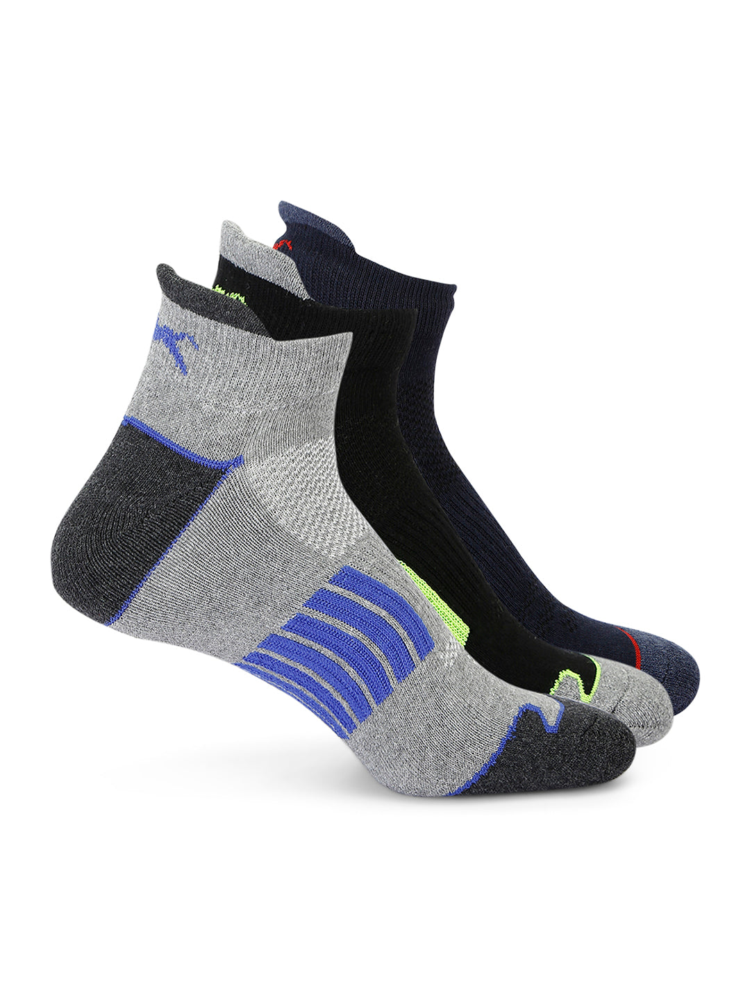 Black Panther Unisex Black-Grey-Blue Cotton Pack Of 3 No Show Socks [FLASHX]
