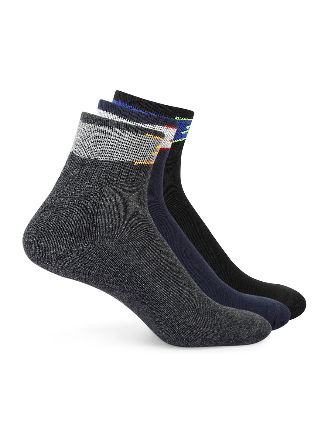1/4 Inch Socks Pack of 3 for Men in Black-Grey-Blue - Perfect for Fitness and Workout[FORCEX]