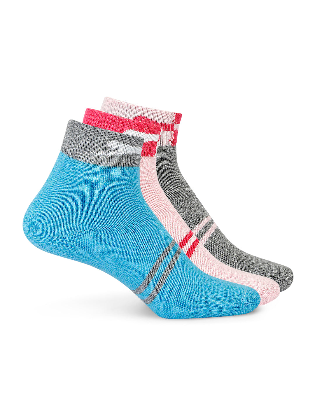 No Show Socks Pack of 3 for Men in Blue-Pink-Grey - Perfect for Fitness and Workout[KOOLCATX]