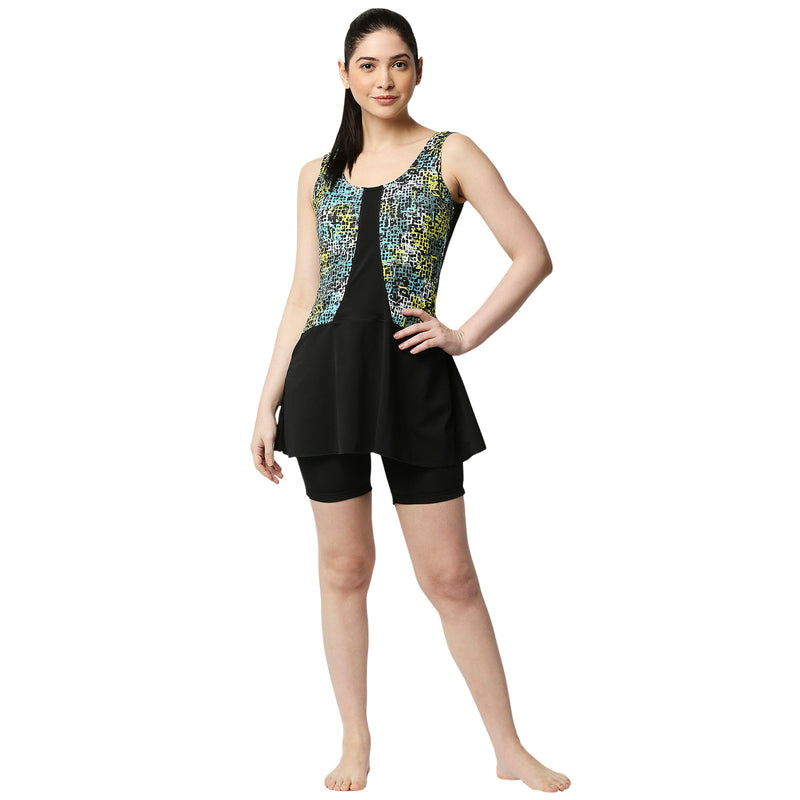 Black Panther Frock Style Black Swimsuit for Women [FLP-69004]