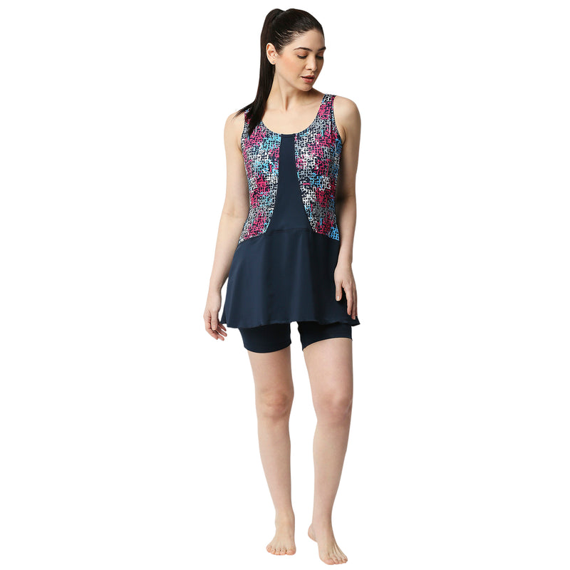 Black Panther Frock Style Navy Swimsuit for Women [FLP-69004]
